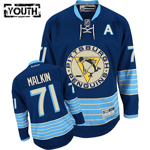 Branded Pittsburgh Penguins 71 Evgeni Malkin 2011 Winter Classic Youth NHL Hockey Jersey-Dark Blue